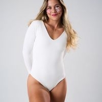 Body manga larga blanco cuello V image