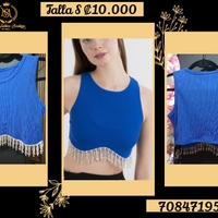 Top Azul con Flecos Brillantes image
