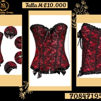 Corset rojo con encaje negro image