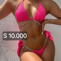 Bikini Rosa con Detalles de Cadena talla S image