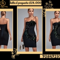Vestido Negro Elegante con Plumas image