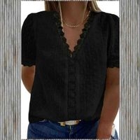 Blusa Negra Elegante de gaza. Talla M. image