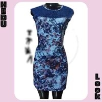 Vestido corto estampado azul talla M/L image