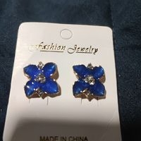 Aretes Flor Azul Brillante image