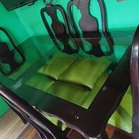 Elegante juego de comedor de vidrio 6 sillas image