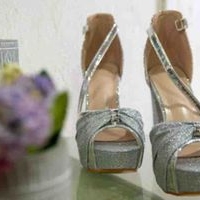 Tacones Plateados Elegantes 36 image