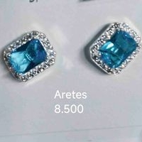 Elegantes Aretes de Cristal Azul, plata 9.25 image