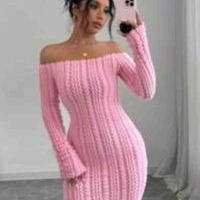 Vestido de punto rosa image