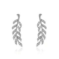 Elegantes aretes de hoja chapado en plata image