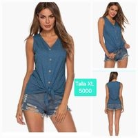 Blusa sin mangas azul image