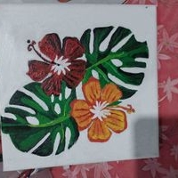 Lienzo pintado a mano con flores tropicales image