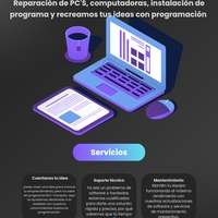 Soporte Técnico, mantenimientoy reparación de hardware, software. También se programa  image