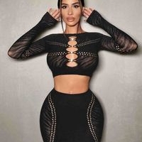 Conjunto de falda y top negro image