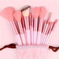 Set de 13 brochas de maquillaje rosa image