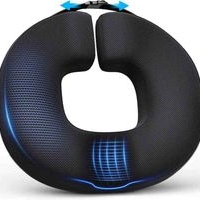Cojín de asiento Benazcap con forma de dona para aliviar el dolor de ciática y coxis. Almohada ergonómica de espuma viscoelástica para hemorroides, ideal para coxis, ciática, embarazo y posparto. Color negro image
