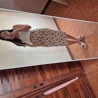 Falda midi beige floral. Marca pasarella talla s image